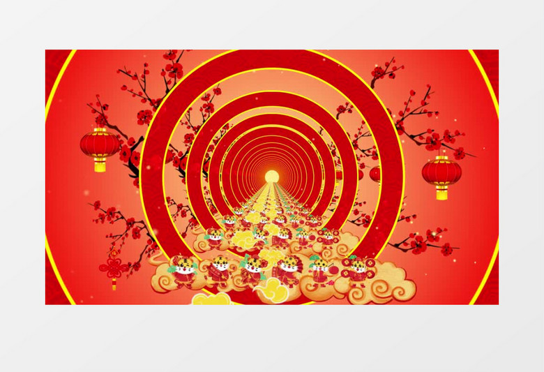 红色喜庆三维梅花灯笼背景视频