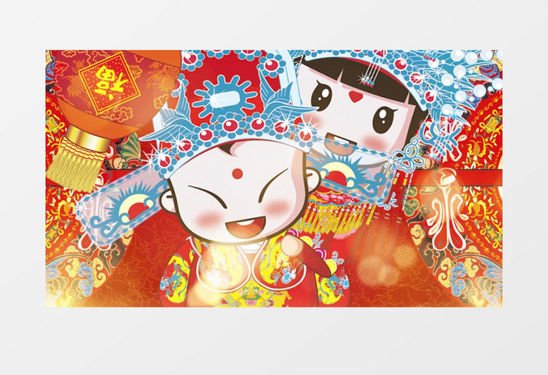 喜庆红色中式婚礼背景片头pr模板