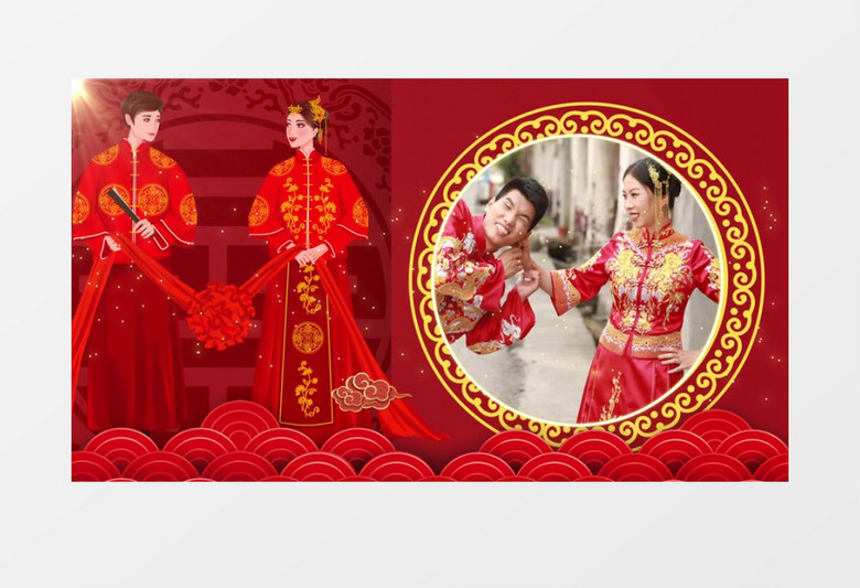 中国风传统中式婚礼图文相册ae模板