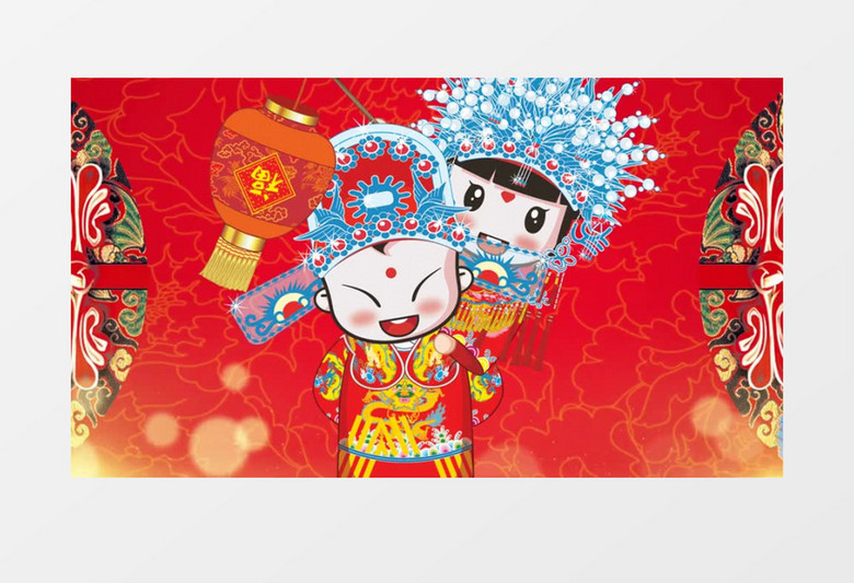 新年喜庆红色中式婚礼背景片头会声会影模板