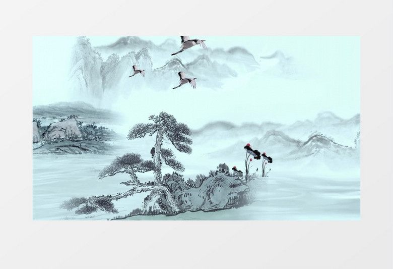 中国古风水墨粒子背景视频