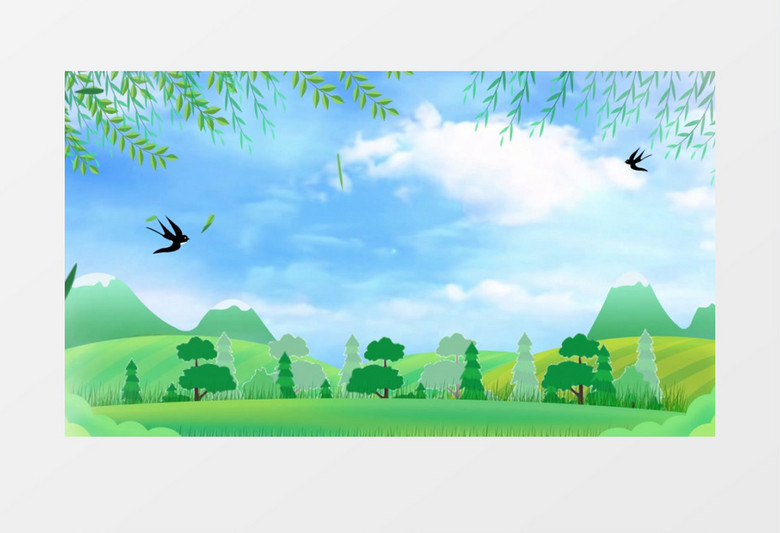 4K绿色清新春天来了节日背景视频