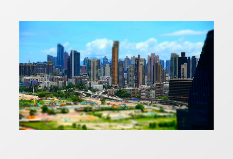 延时拍摄城市高架桥上的车流实拍视频素材