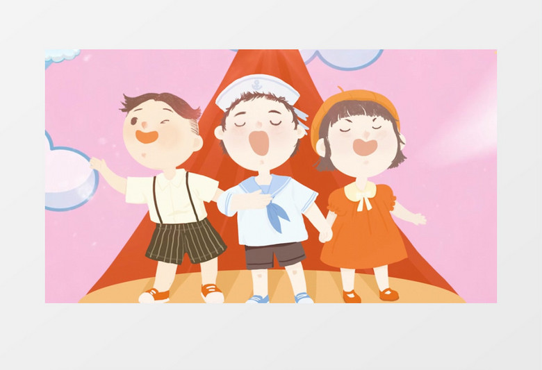 清新粉色儿童节片头pr模板