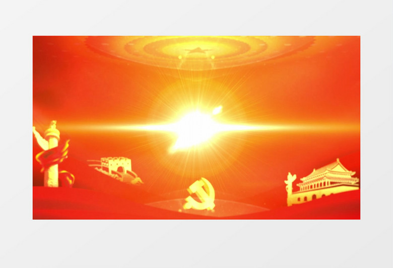 大气震撼金色粒子红色党政背景视频