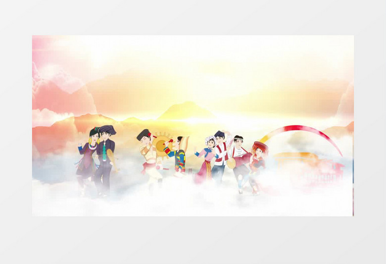 震撼大气党建天空民族团结背景视频