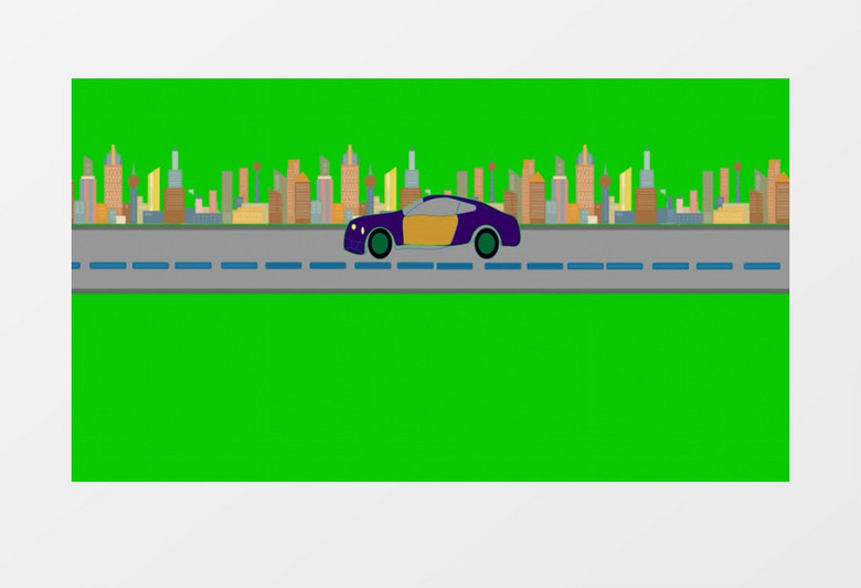 城市车辆行驶在绿幕背景下后期素材