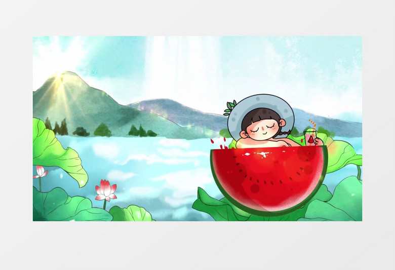 小暑夏日二十四节气图文宣传背景视频