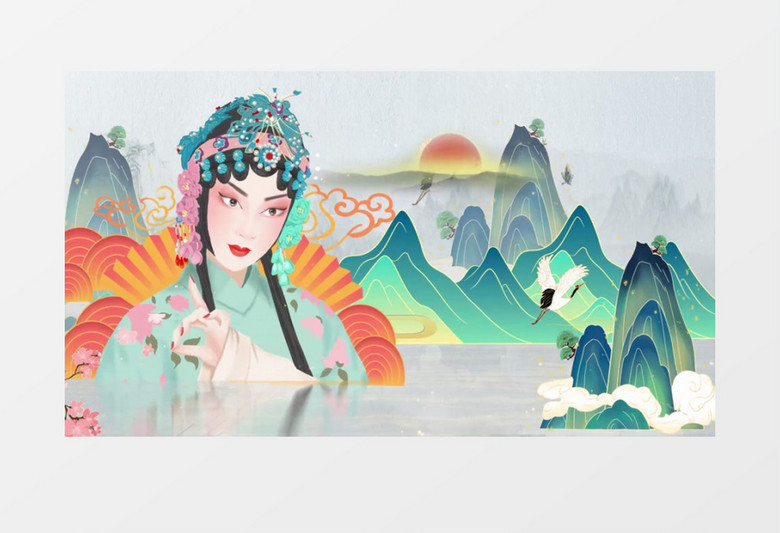 国潮风中国传统京剧文化宣传背景视频