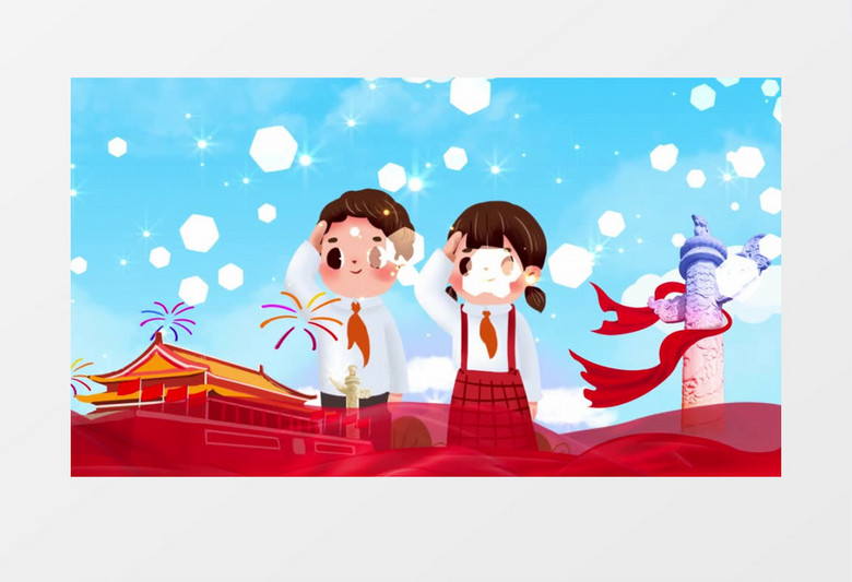 红领巾相约中国梦配乐成品舞台背景AE模板