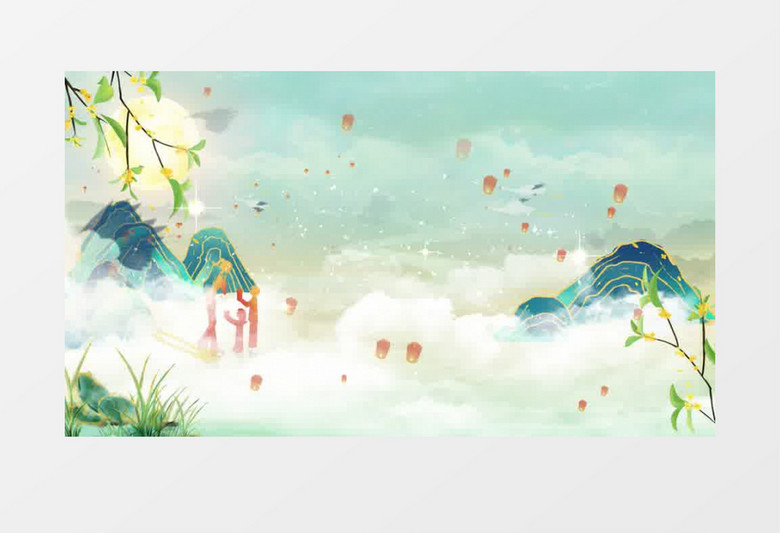 国潮中国风中秋教师节背景视频