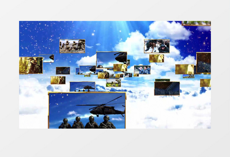 大气建军95周年照片汇聚LOGO片头AE视频模板