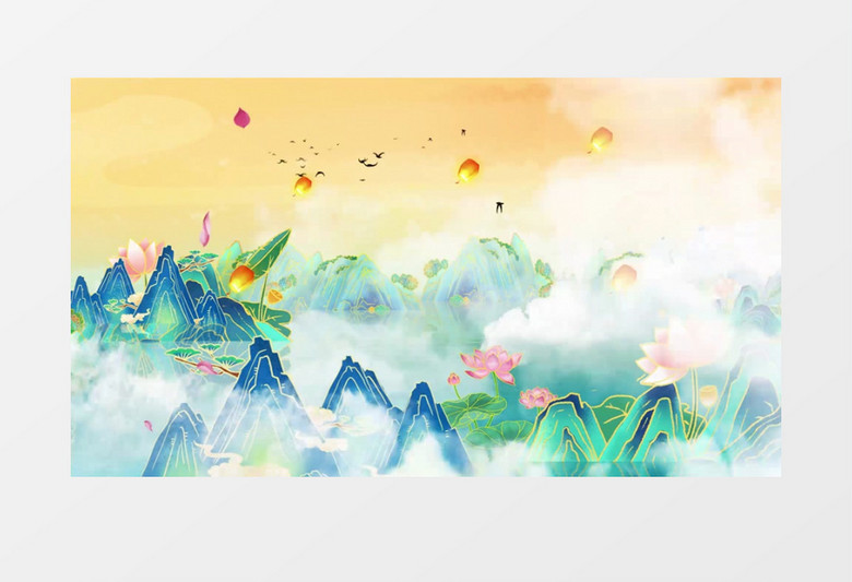 国潮鎏金团圆中秋节视频背景