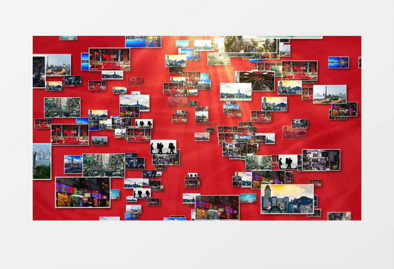 大气红色香港回归24周年汇聚LOGO文字片头 AE视频模板