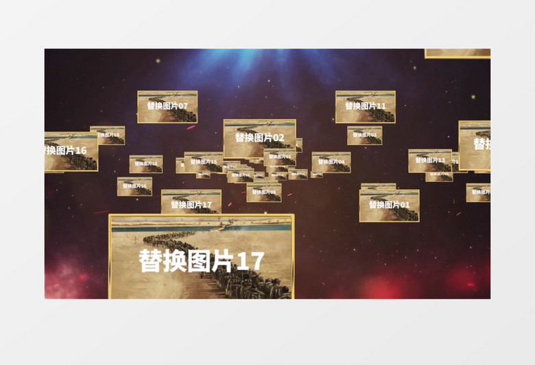 抗美援朝相册照片汇聚标题开场片头ae模板