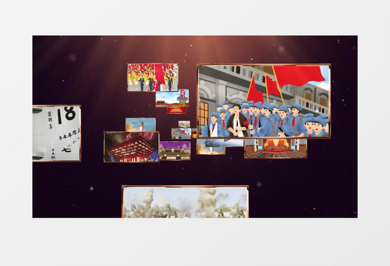 抗美援朝图片照片汇聚文字标题片头AE模板