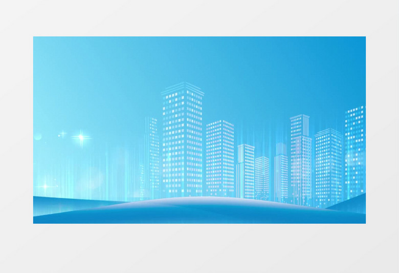 科技线条城市剪影蓝色大气动态视频背景