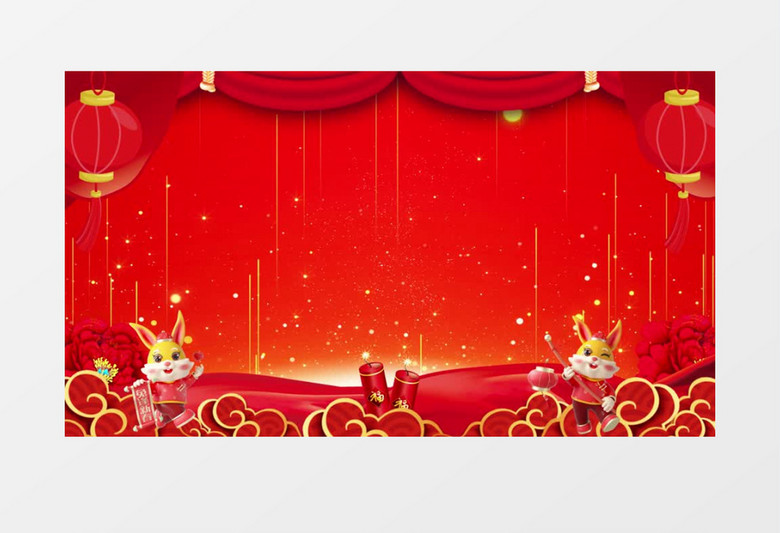 红色帘幕2023年兔年新年春节过年背景