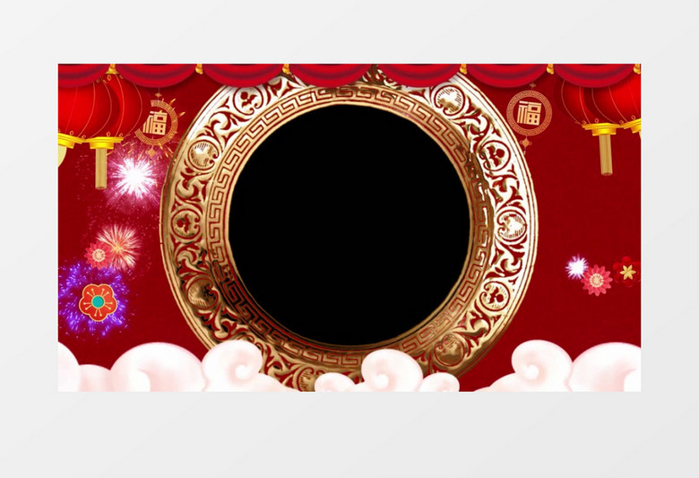 中国风喜庆红色背景兔年拜年边框后期素材
