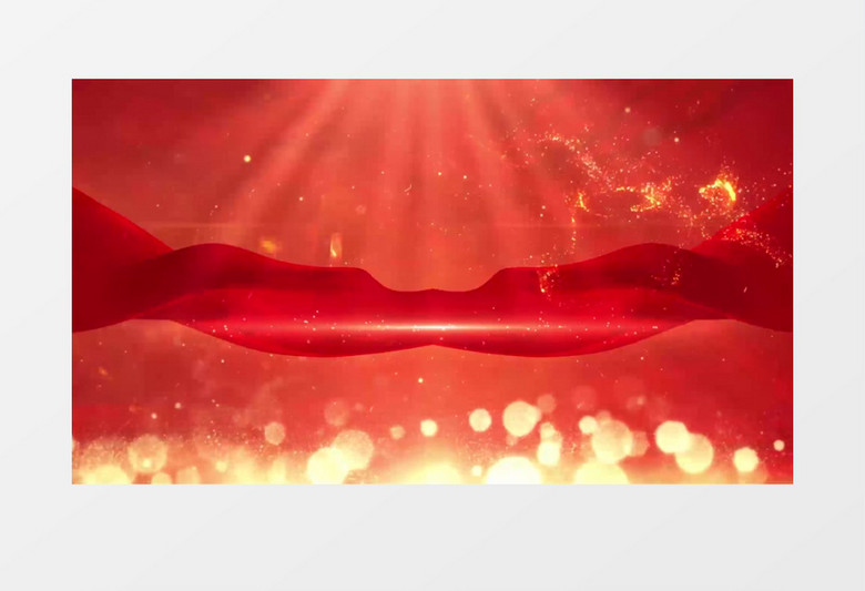 金色粒子光斑红色党政年会背景视频