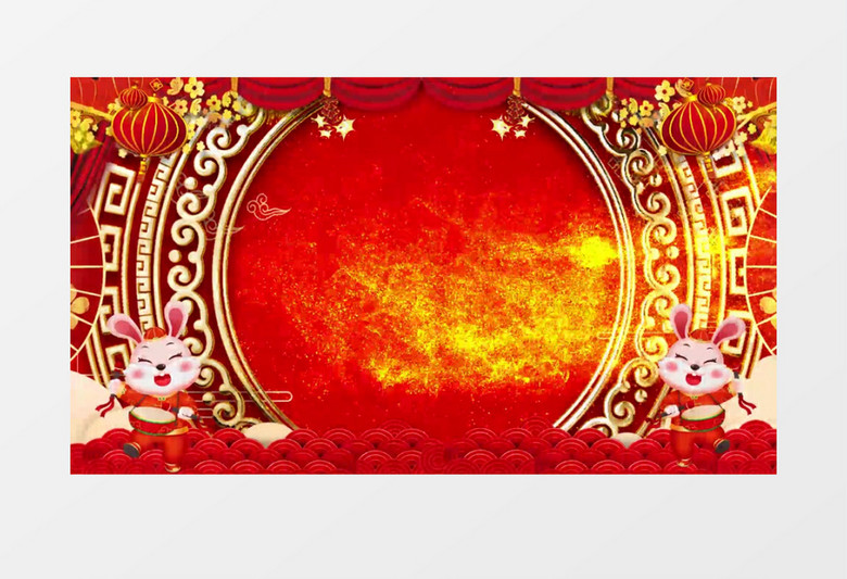 红色背景兔年新年背景视频