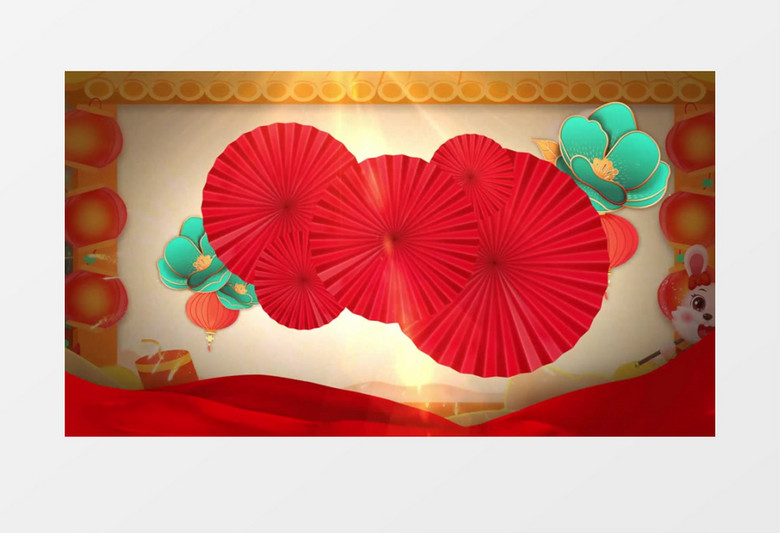 喜庆中国国潮风兔年开门红背景视频