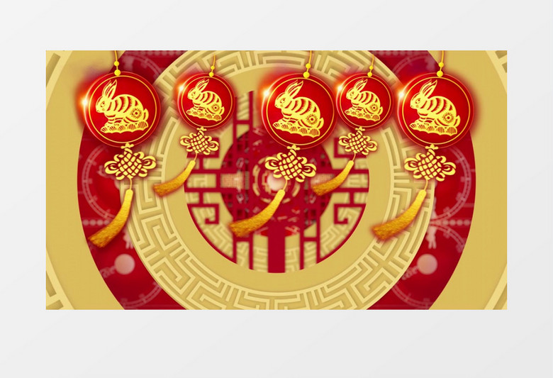 兔年新年春节剪纸拜年片头AE模板