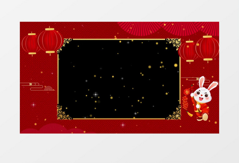 中式兔年新年喜庆拜年边框后期素材