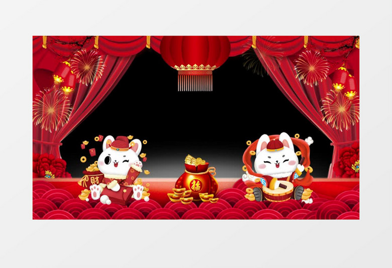 兔年红色2023新年灯笼背景视频边框后期素材