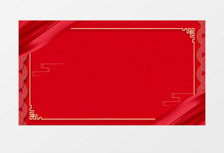 中国风红色兔年金属边框背景视频