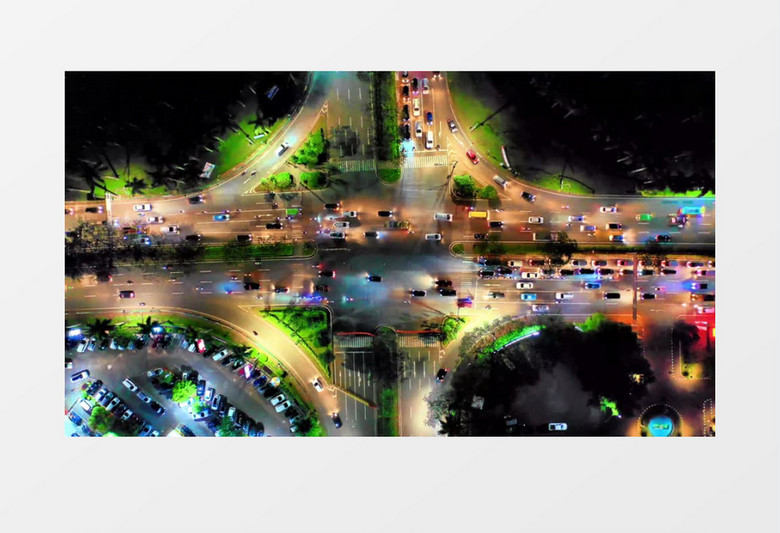 夜晚城市十字路口的灯光和交通实拍视频素材实拍视频素材