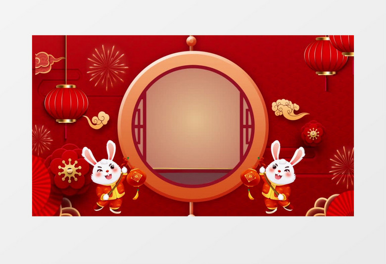 E3D喜庆2023兔年春节开门红开场片头AE模板