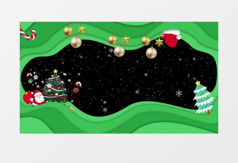 卡通圣诞绿色节日边框后期素材
