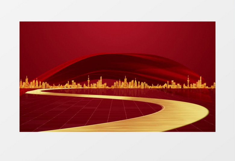 红色党政金色城市背景视频