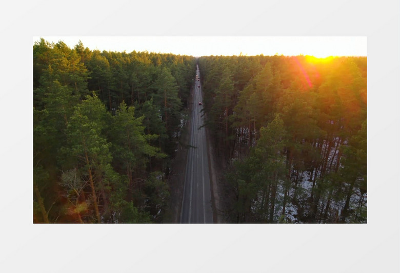 航拍森林中公路实拍视频素材