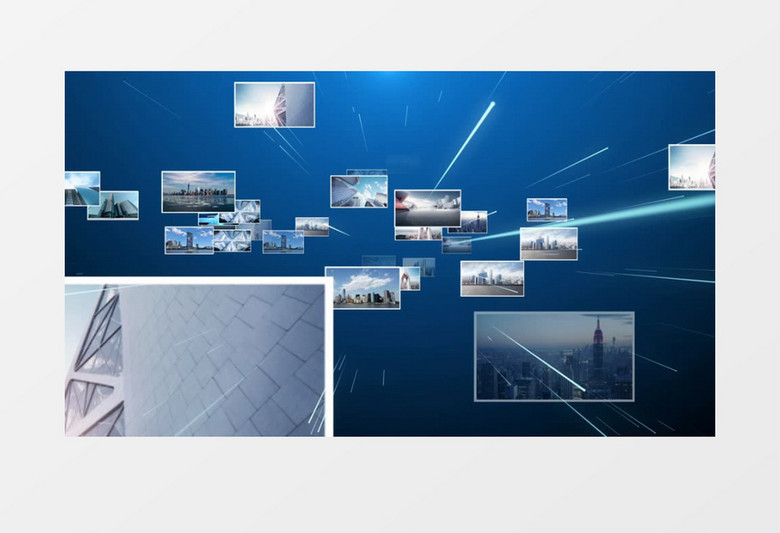 蓝色科技企业照片汇聚AE模板