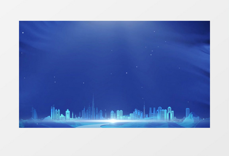 蓝色科技城市粒子飞舞背景视频