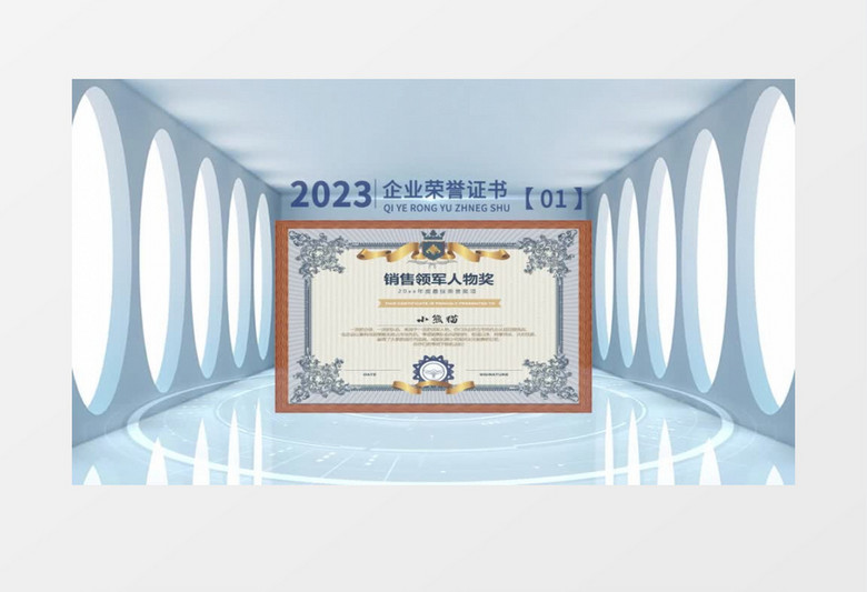 明亮科技空间企业荣誉证书展示pr模板