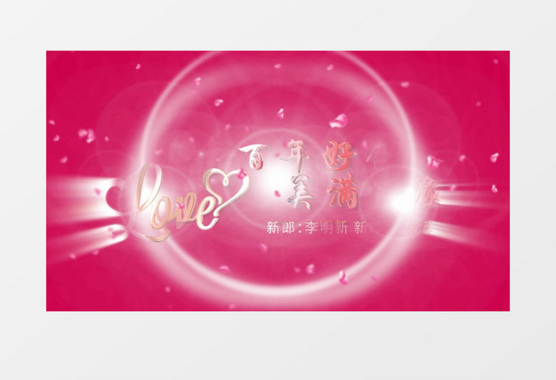 简洁浪漫玫瑰花百年好合婚礼婚庆片头ae模板