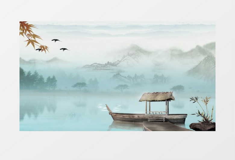 古风中国风山水动态视频背景AE模板