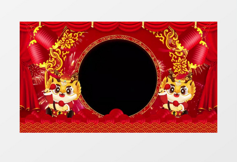 红色龙年春节拜年新年AE视频模板