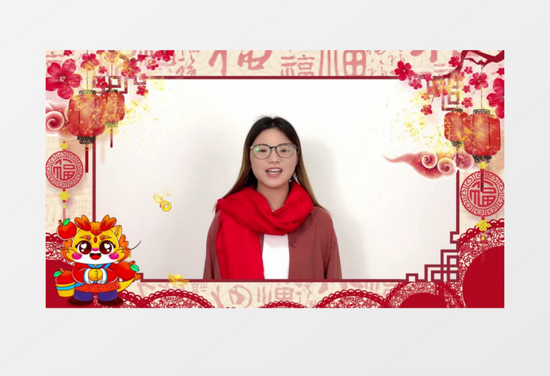 喜庆中国风新年春节拜年祝福视频ae片头模板