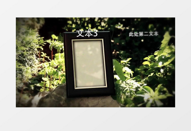 方在美丽的花草树木中的相框图文展示AE视频模板