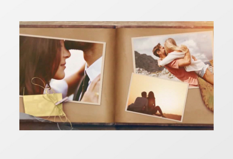 复古情人节新婚夫妇婚礼照片纪念相册AE视频模板