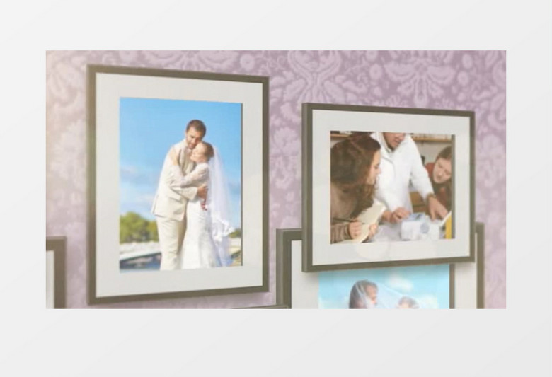 七夕情人节室内墙上照片场景真实视频AE视频