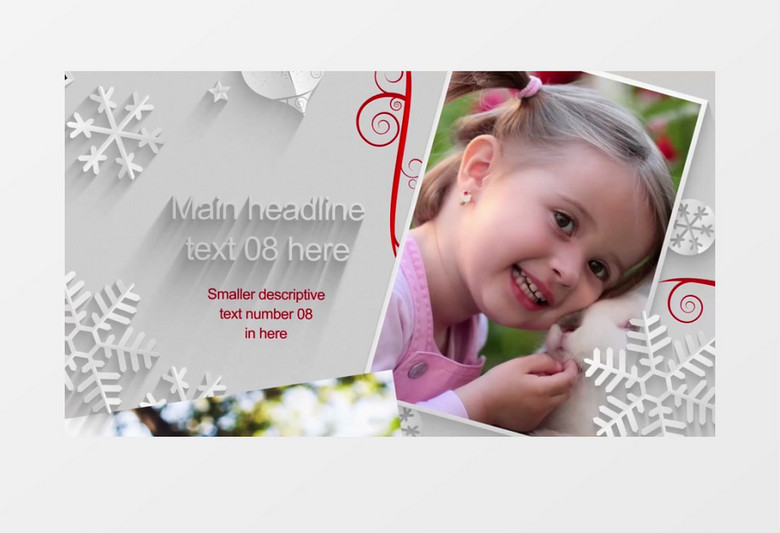 白色剪纸圣诞节相册包装纪念展示AE模板