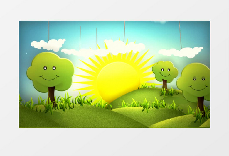 卡通太阳可爱树背景视频（有音乐）