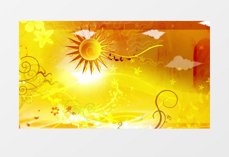 黄色太阳花纹卡通背景视频（有音乐）