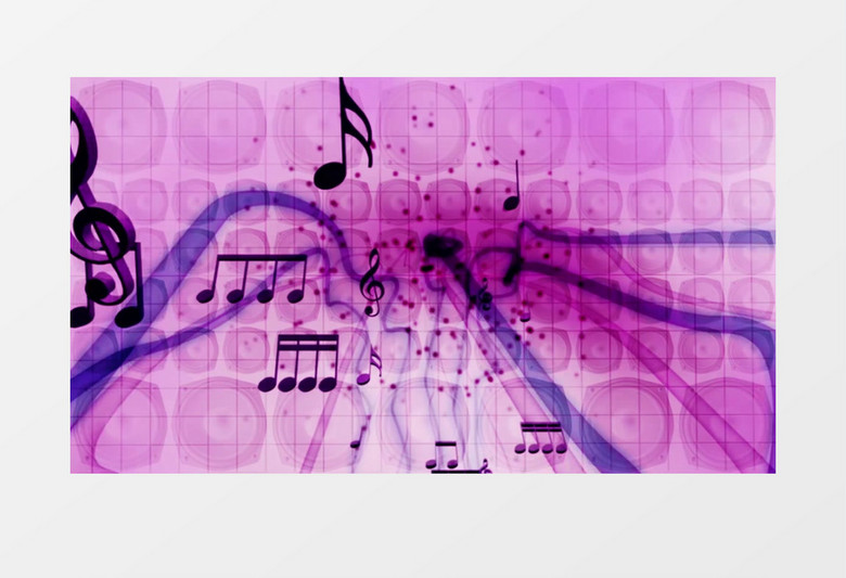  紫色浮动音符线条背景视频（有音乐）