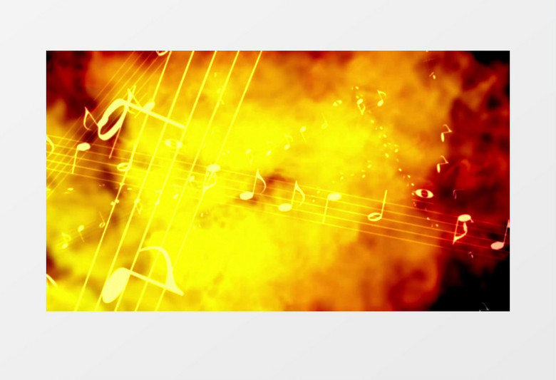 火焰中燃烧的音符背景视频（有音乐）